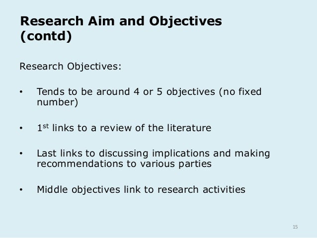 Dissertation proposal aims and objectives